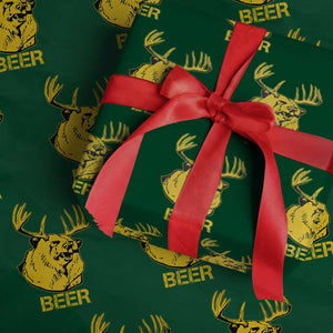 Funny Deer Hunting Wrapping Paper Roll Bear Plus Deer Equals Beer USA Hunter TS02 Green Print Your Wear