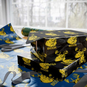 Funny Deer Hunting Wrapping Paper Roll Bear Plus Deer Equals Beer USA Hunter TS02 Black Print Your Wear