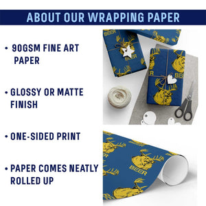 Funny Deer Hunting Wrapping Paper Roll Bear Plus Deer Equals Beer USA Hunter TS02 Print Your Wear