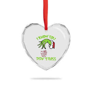 Funny Dental Christmas Heart Crystal Glass Ornament I Know You Didnt Floss Dentist Holiday Humor TS02 Print Your Wear