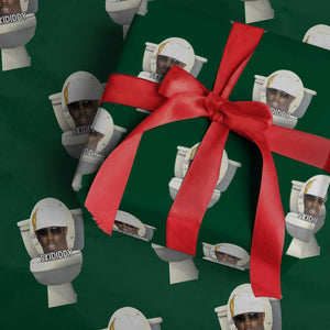 Funny Diddy Wrapping Paper Roll Diddy Skibidi Toilet Meme TS10 Green Print Your Wear