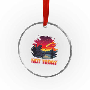 Funny Dinosaur Baseball Meteorite Crystal Glass Ornament Not Today