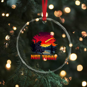 Funny Dinosaur Baseball Meteorite Crystal Glass Ornament Not Today