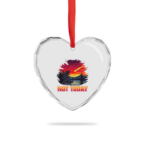 Funny Dinosaur Baseball Meteorite Heart Crystal Glass Ornament Not Today
