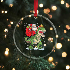 Funny Dinosaur Christmas Santa Claus Riding Dino Crystal Glass Ornament TS11 Print Your Wear