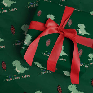 Funny Dinosaur Dartist Player Gift Wrapping Paper Roll I Do Not Like Darts TS12 Green Print Your Wear