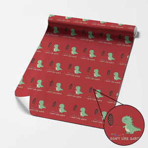 Funny Dinosaur Dartist Player Gift Wrapping Paper Roll I Do Not Like Darts TS12 Red Print Your Wear