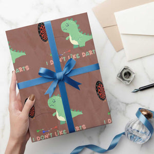 Funny Dinosaur Dartist Player Gift Wrapping Paper Roll I Do Not Like Darts TS12 Mocha Print Your Wear