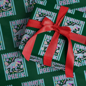 Funny Dinosaur First Day of School Pre-k Kindergarten Wrapping Paper Roll I'm Ready To Pre K