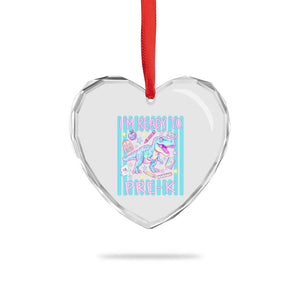 Funny Dinosaur First Day of School Pre-k Kindergarten Heart Crystal Glass Ornament I'm Ready To Pre K