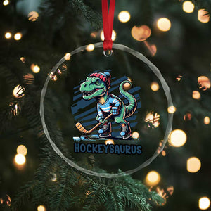 Funny Dinosaur Playing Ice Hockey Crystal Glass Ornament Hockeysaurus Gift For Kids TS12 Print Your Wear