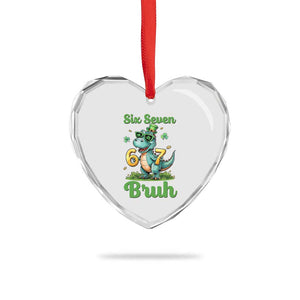 Funny Dinosaur Says Six Seven Heart Crystal Glass Ornament St Patricks Day TS12 Print Your Wear