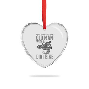 Funny Dirt Bike Motocross Heart Crystal Glass Ornament Never Underestimate An Old Man With A Dirt Bike Motocross TS14 Print Your Wear