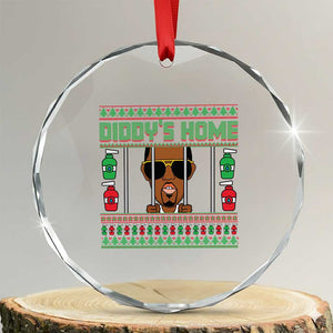 Funny Dirty Christmas Diddy's Home Diddy Party Crystal Glass Ornament TS09 Transparent Glass 3'' Circle Print Your Wear