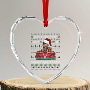 Funny Dirty Santa Diddy Christmas Heart Crystal Glass Ornament Ain't Nothin' But A Christmas Party Santa TS11 Transparent Glass 3'' Heart Print Your Wear
