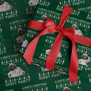 Funny Dirty Santa Diddy Christmas Wrapping Paper Roll A White Xmas Diddy Party Snowflake TS11 Green Print Your Wear