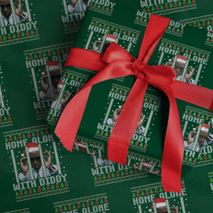 Funny Dirty Santa Diddy Christmas Wrapping Paper Roll Home Alone With Diddy TS11 Green Print Your Wear