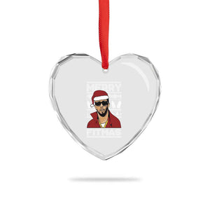 Funny Dirty Santa Diddy Merry Fitmas Heart Crystal Glass Ornament TS11 Print Your Wear