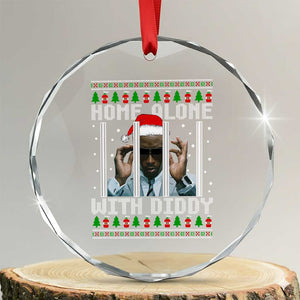 Funny Dirty Santa Diddy Xmas Crystal Glass Ornament Home Alone With Diddy TS11 Transparent Glass 3'' Circle Print Your Wear