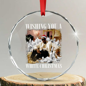 Funny Dirty Santa Diddy Xmas Crystal Glass Ornament Wishing You A White Xmas Santa Hat TS11 Transparent Glass 3'' Circle Print Your Wear