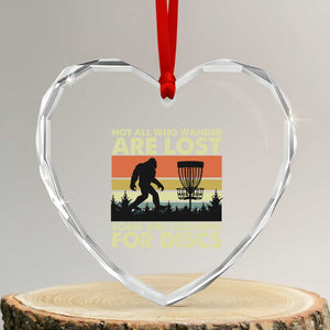 Funny Disc Golf Bigfoot Heart Crystal Glass Ornament Vintage Sasquatch Sports Golfer Dad Frisbee TS10 Transparent Glass 3'' Heart Print Your Wear