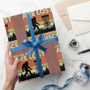 Funny Disc Golf Bigfoot Wrapping Paper Roll Vintage Sasquatch Sports Golfer Dad Frisbee TS10 Mocha Print Your Wear