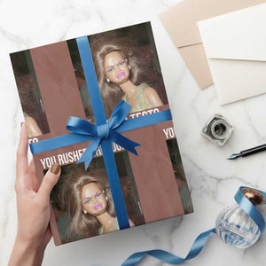 Funny Disheveled Doll Meme Testing Day Wrapping Paper Roll You Rushed Through Your Test Teacher Reaction Humor TS02 Mocha Print Your Wear