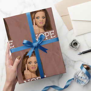 Funny Doll Face Disgusted Wrapping Paper Roll Nope Not Today Meme TS12 Mocha Print Your Wear