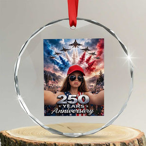 Funny Doll Face Meme 4th Of July Crystal Glass Ornament USA Freedom Jet Fighter Graphic TS12 Transparent Glass 3'' Circle Print Your Wear