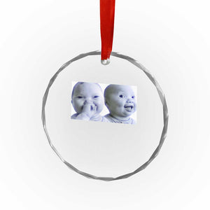 Funny Double Trouble Tuff Baby Meme Crystal Glass Ornament Viral AI Niche Baby Holding Laugh Duo Reaction TS02 Print Your Wear