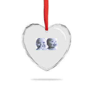 Funny Double Trouble Tuff Baby Meme Heart Crystal Glass Ornament Viral AI Niche Baby Holding Laugh Duo Reaction TS02 Print Your Wear