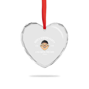 Funny Doug's Winter Party Heart Crystal Glass Ornament February 18th 4pm Until The Cops Arrive TS02 Print Your Wear