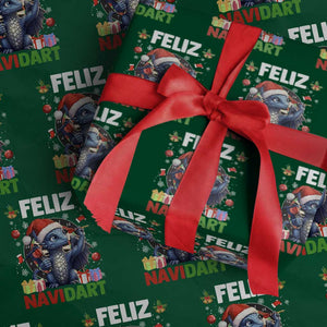 Funny Dragon Throwing Dart Christmas Gift Wrapping Paper Roll Feliz Navidart TS12 Green Print Your Wear