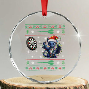Funny Dragon Throwing Dart Crystal Glass Ornament Ugly Christmas Dart Player Gift TS12 Transparent Glass 3'' Circle Print Your Wear