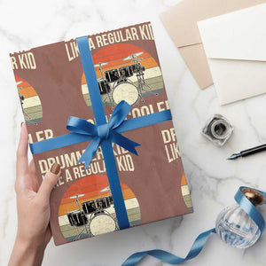 Funny Drummer Kid Wrapping Paper Roll Like A Regular Kid But Cooler Boys Girls Kids TS10 Mocha Print Your Wear