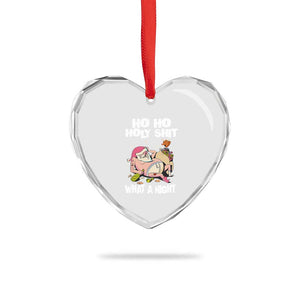 Funny Drunk Santa Heart Crystal Glass Ornament Ho Ho Holy ornamentWhat A Night TS02 Print Your Wear