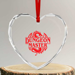 Funny Dungeon Master Heart Crystal Glass Ornament RPG Gamer D20 Tabletop Red Dragon TS11 Transparent Glass 3'' Heart Print Your Wear
