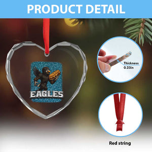 Funny Eagle With Cheesesteak Heart Crystal Glass Ornament Football Glitter Print TS12 Print Your Wear