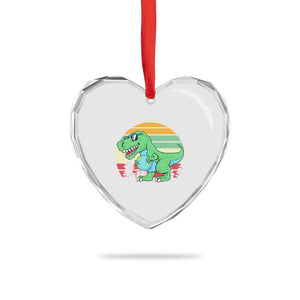 Funny Earth Day Dinosaur Lover Heart Crystal Glass Ornament Save The Planet TS12 Print Your Wear