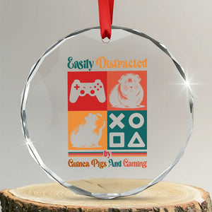 Funny Easily Distracted By Guinea Pigs And Gaming Crystal Glass Ornament Game Lover Gift TS12 Transparent Glass 3'' Circle Print Your Wear