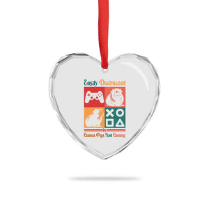 Funny Easily Distracted By Guinea Pigs And Gaming Heart Crystal Glass Ornament Game Lover Gift TS12 Print Your Wear