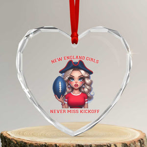 Funny East Coast Football Girl Fan Heart Crystal Glass Ornament NE Girls Never Miss Kickoff TS12 Transparent Glass 3'' Heart Print Your Wear