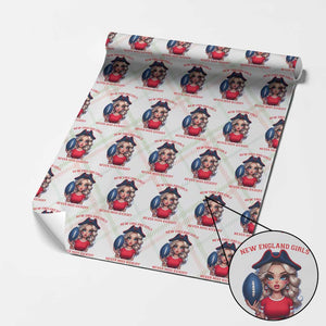 Funny East Coast Football Girl Fan Wrapping Paper Roll NE Girls Never Miss Kickoff TS12 Christmas Plaid Print Your Wear