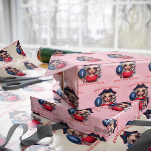 Funny East Coast Football Girl Fan Wrapping Paper Roll NE Girls Never Miss Kickoff TS12 Light Pink Print Your Wear