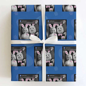 Funny Easter AI Baby with John Pork Meme Wrapping Paper Roll There Is Motion at Your Front Door Notification Humor TS02 Royal Blue Print Your Wear