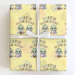 Funny Easter Alien Squad Bunny Ears Gift Wrapping Paper Roll TS12 Light Yellow Print Your Wear