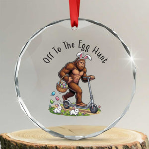 Funny Easter Bigfoot Crystal Glass Ornament Off To The Egg Hunt TS12 Transparent Glass 3'' Circle Print Your Wear
