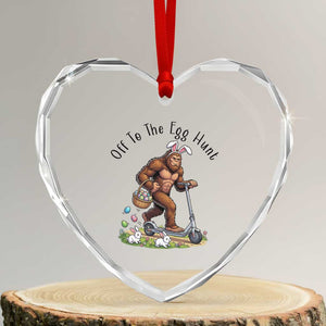 Funny Easter Bigfoot Heart Crystal Glass Ornament Off To The Egg Hunt TS12 Transparent Glass 3'' Heart Print Your Wear