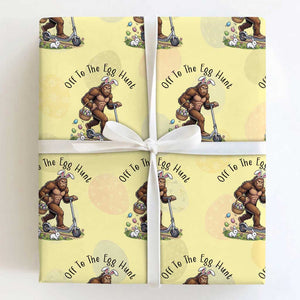 Funny Easter Bigfoot Wrapping Paper Roll Off To The Egg Hunt TS12 Light Yellow Print Your Wear