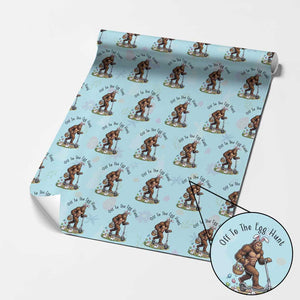 Funny Easter Bigfoot Wrapping Paper Roll Off To The Egg Hunt TS12 Light Blue Print Your Wear